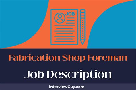 metal fabrication shop foreman job description|Metal Shop Foreman Jobs, Employment .